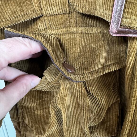 VTG Corduroy Jacket Coat 60s 70s Belted Quilted Pockets Men’s M Tan Retro Chore - Picture 7 of 14